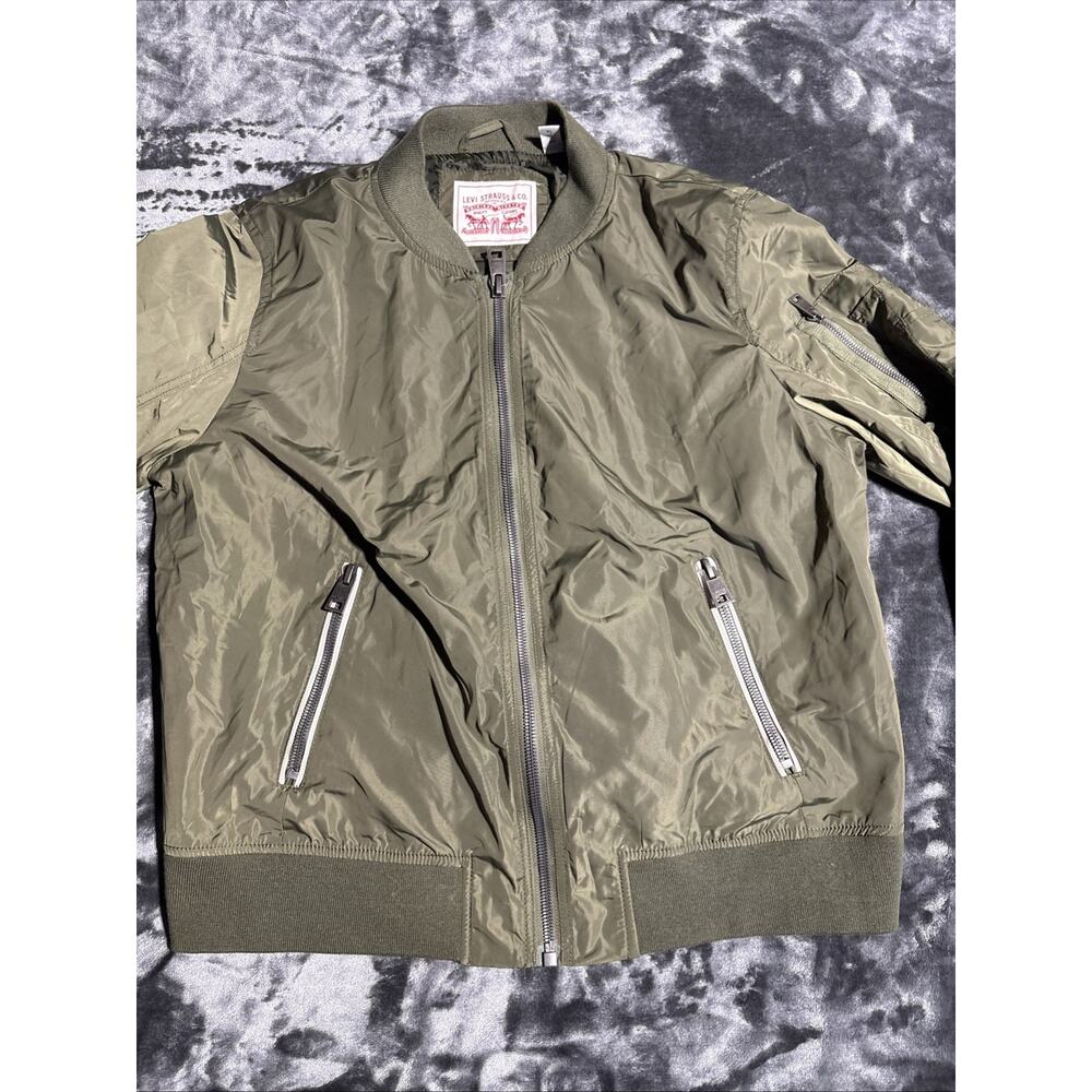 Levi's Women’s Bomber Jacket Size XL Green Full Zip Polyester Long Sleeve